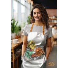 Moud's Süet Kumaş Best Chef Food Desenli Mutfak Önlüğü, Aşçı Önlüğü, Garson Önlüğü