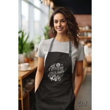Moud's Süet Kumaş Brave Life Desenli Mutfak Önlüğü, Aşçı Önlüğü, Garson Önlüğü