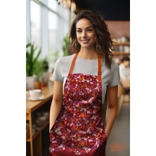 Moud's Süet Kumaş Burgundy 2 Desenli Mutfak Önlüğü, Aşçı Önlüğü, Garson Önlüğü