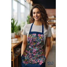 Moud's Süet Kumaş Violet Desenli Mutfak Önlüğü, Aşçı Önlüğü, Garson Önlüğü