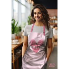 Moud's Süet Kumaş Together Forever Kalp Desenli Mutfak Önlüğü, Aşçı Önlüğü, Garson Önlüğü