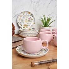 Madeg 12 Parça Fincan Takımı | 6 Kişilik Fincan Seti | Pastel Tombul Model