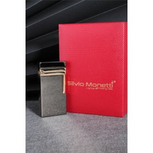 Silvio Monetti  Siyah Renk Kapaklı Özel Tasarım Gazlı Çakmak  24CSM900TR03