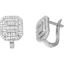 Bilezikci 14 Ayar Beyaz Altın Baget Küpe