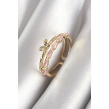 Callerrons Accessories  Pirinç Gold Renk Zirkon Taşlı Kelebek Figür Kadın Yüzük - EBJ240408W23445