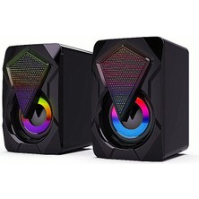 Tekno Mağazam Kablolu Ses Sistemi Hoparlörler Rgb Işıklı Laptop Hoparlörü 1+1 Speaker