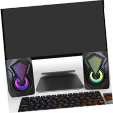 Tekno Mağazam Kablolu Ses Sistemi Hoparlörler Rgb Işıklı Laptop Hoparlörü 1+1 Speaker