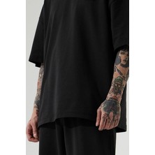 Yakamel Erkek Oversize Penye Yazlık Kısa Kollu T-Shirt