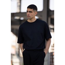 Yakamel Erkek Kısa Kollu Penye Oversize T-Shirt