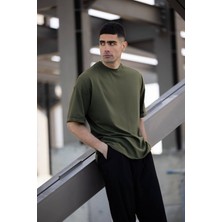 Yakamel Erkek Kısa Kollu Penye Oversize T-Shirt