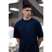 Yakamel Erkek Kısa Kollu Penye Oversize T-Shirt