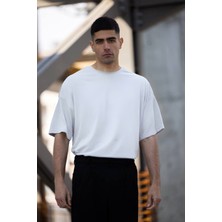 Yakamel Erkek Kısa Kollu Penye Oversize T-Shirt