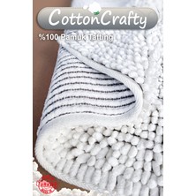 Cotton Crafty %100 Pamuk Tafting Banyo Paspası, Banyo Halısı Makarna 2 Li Set 60X100 - 60X50