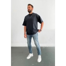 Yakamel Erkek Oversize Kısa Kollu Nefes Alan T-Shirt