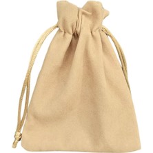 Özer Kutu Süet & Kadife Duble Kese Krem 25 Adet 9X12 cm Takı, Altın Kesesi (Ipli & Büzgülü)