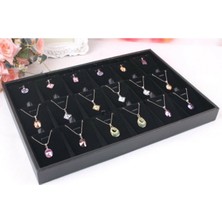 Özer Kutu Süet  Bölmeli Kolye Küpe Tablası Siyah 15 Li