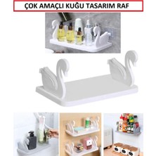 Matesstore Raf Mutfak Banyo Oda Masa Rafı Pratik Organizer Kuğu Tasarımlı Kendinden Yapışknalı