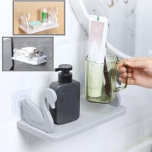 Matesstore Raf Mutfak Banyo Oda Masa Rafı Pratik Organizer Kuğu Tasarımlı Kendinden Yapışknalı