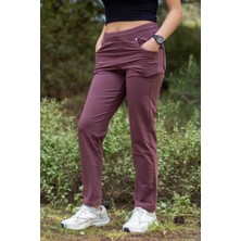 Azıcık Akıllı Kadın Mürdüm Ön Arka Cep Gizli Ipli Lastikli Rahat Pantolon Eşofman Altı 21KESAPANT