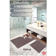 Cotton Crafty %100 Pamuk Dokuma Banyo Paspas Seti, Banyo Halısı Vera 60X100 - 60X50