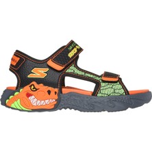 Skechers Creature - Splash Çocuk Sandalet 400614L Bkor Siyah - Turuncu Renkli Hafif Yapı