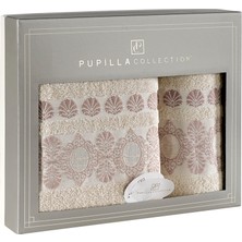 Pupilla Collection Heidi  Pamuk 2'li Banyo Havlu Seti (50*90+70*140) -Krem