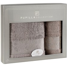 Pupilla Collection Kristal Bambu 2'li Banyo Havlu Seti (50*90+70*140) - Bej