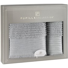 Pupilla Collection Frida Penye Simli 2'li Banyo Havlu Seti (50*90+70*140) - Gri