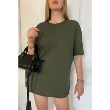 Yakamel Kadın Penye Nefes Alan Oversize T-Shirt