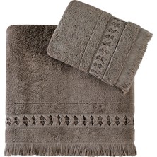 Pupilla Collection Elmira Penye El Işi 2'li Banyo Havlu Seti (50*90+70*140) - Kahve