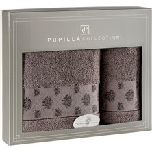 Pupilla Collection Lavanta  Pamuk 2'li Banyo Havlu Seti (50*90+70*140) Kalın Bordür - Mürdüm