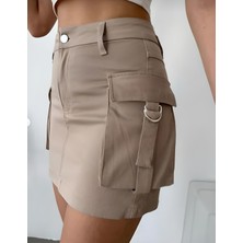 Clover Secret Kadın Kargo Cepli Mini Etek