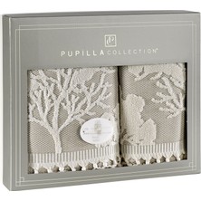 Pupilla Collection Pure Penye Jakarlı 2'li Banyo Havlu Seti (50*90+70*140) - Bej