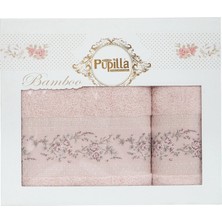 Pupilla Collection Rönesans Bambu 2'li Banyo Havlu Seti (50*90+70*140) - Pudra
