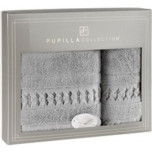 Pupilla Collection Elmira Penye El Işi 2'li Banyo Havlu Seti (50*90+70*140) - Gri