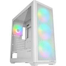 Rampage VORTEX V3 Beyaz Mesh Temperli Cam 4*RGB Fan + Hub E-ATX Gaming Oyuncu Kasası