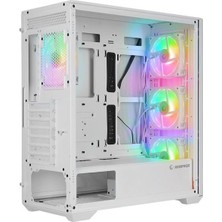 Rampage VORTEX V3 Beyaz Mesh Temperli Cam 4*RGB Fan + Hub E-ATX Gaming Oyuncu Kasası