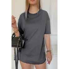 Yakamel Kadın Penye Nefes Alan Oversize T-Shirt