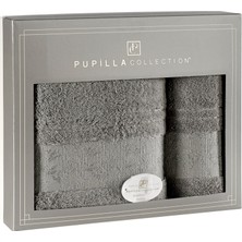 Pupilla Collection Kristal Bambu 2'li Banyo Havlu Seti (50*90+70*140) - Gri