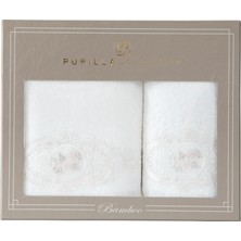 Pupilla Collection Flora Bambu Güpürlü 2'li Banyo Havlu Seti (50*90+70*140) - Krem