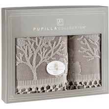 Pupilla Collection Pure Penye Jakarlı 2'li Banyo Havlu Seti (50*90+70*140) - Pudra