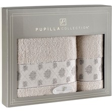 Pupilla Collection Lavanta  Pamuk 2'li Banyo Havlu Seti (50*90+70*140) Kalın Bordür - Pudra