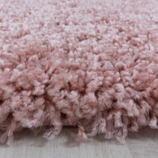 Carpettex Yuvarlak Halı Yumuşak Yüksek Havlı 30 mm Shaggy Salon Halısı Düz Gül Kurusu Pembe Renkli