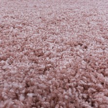 Carpettex Yuvarlak Halı Yumuşak Yüksek Havlı 30 mm Shaggy Salon Halısı Düz Gül Kurusu Pembe Renkli