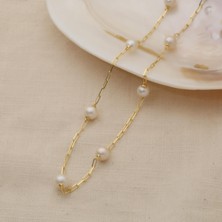 Nox Jewelry 925 Ayar Gümüş Creamrose Tatlısu Incisi Kolye-5mm