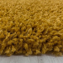 Carpettex Yuvarlak Halı Yumuşak Yüksek Havlı 30 mm Shaggy Salon Halısı Düz Altın Gold Dore Renkli