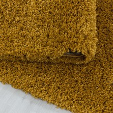 Carpettex Yuvarlak Halı Yumuşak Yüksek Havlı 30 mm Shaggy Salon Halısı Düz Altın Gold Dore Renkli