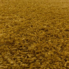 Carpettex Yuvarlak Halı Yumuşak Yüksek Havlı 30 mm Shaggy Salon Halısı Düz Altın Gold Dore Renkli