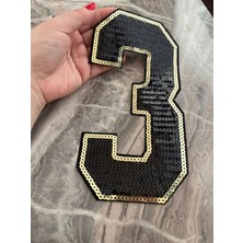 Gönülden Tasarım 22X13 cm Ütü Ile Yapışan Payetli 3 Numara Arma Yama Dikiş Hobi Aksesuarı