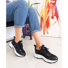 Gdt Ayakkabı Siyah Gizli Dolgu Topuk Bağcıklı Kadın Sneakers